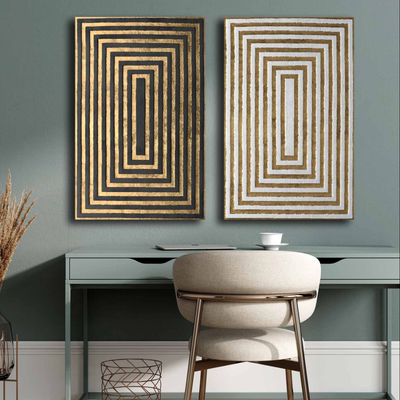 Set pikturash murale HomeMarkt Gobi HM4841, diptych, 45x70cm, ari e zezë e bardhë