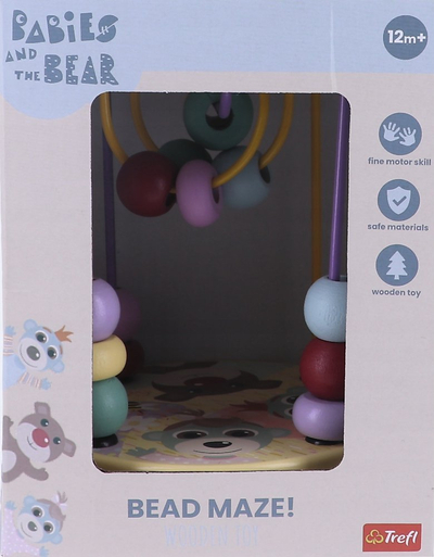 Lodër druri labirint me rruaza TREFL Babies and the Bear 61822, për bebe, shumëngjyrëshe