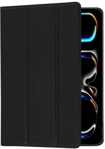 Mbulesë tablet Risskov për iPad Pro 13", M5 2025 M4 2024, lëkurë, e zezë