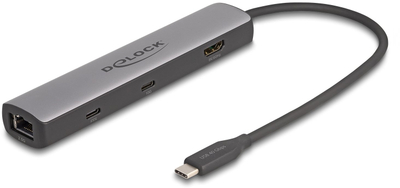 Docking station Delock USB C 40 Gbps, 8K, RJ45 2.5G, gri e zezë