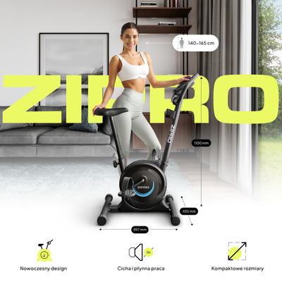 Biçikletë stërvitore Zipro One S Gold, sistem magnetik, kompakte, e zezë