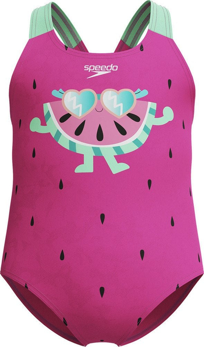 Kostum noti për goca të vogla Infant Girls Learn to Swim, me print, rozë