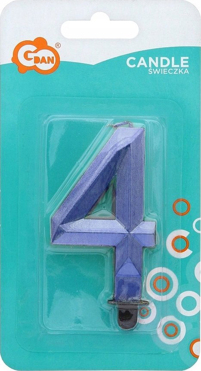 Qiri ditlindje Godan numri 4, 9 cm, metalik, blu