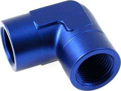 Приклучок TurboWorks 90°, 1/8 NPT, женски во женски, алуминиум, сина