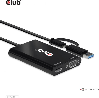Docking station Club 3D CSV-1611, USB-C USB-A, HDMI VGA, i zi