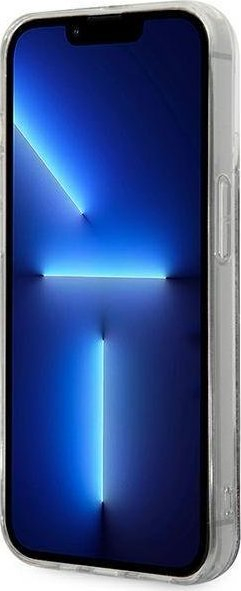 Kallëp telefoni Karl Lagerfeld për iPhone 14 Pro 6.1", hardcase Liquid Glitter Monogram, argjendtë