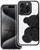 Kapak telefoni Teddy Bear për iPhone 14 Pro Max, PU TPU, i zi