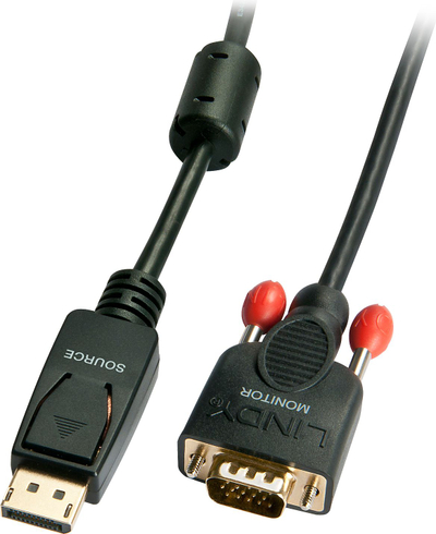 Kabllo Lindy DisplayPort në VGA, 1m, e zezë