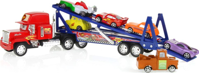 Set lodrash kamion Maniek Cars, 6 makina, friksion, 50cm, i kuq