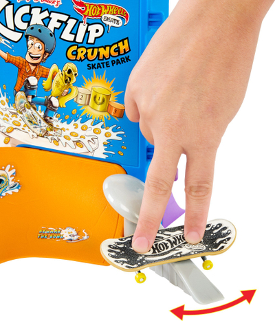 Set lodër skate Spin Master Tony Hawk Breakfast Ramp, me rampë, me skateboard për gisht, shumëngjyrësh