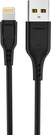 Kabllo USB Denmen D01L për iPhone, 1m, 2.4A, ngjyrë e zezë