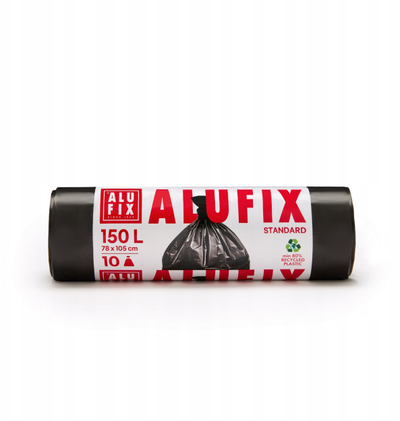 Ѓубре кеси Alufix Black, 150L, сет 10 парчиња, црни
