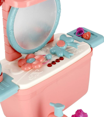 Set tavoline grimi lodër MEGA CREATIVE 499070, me valixhe, me zëra, rozë