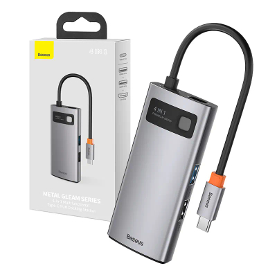 Hub 4in1 Seria Metal Gleam Baseus, USB-C në USB 3.0 + USB 2.0 + HDMI + USB-C PD