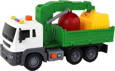 Kamion lodër Jiansheng City Truck, vinç me fërkim, tinguj dhe drita, jeshil