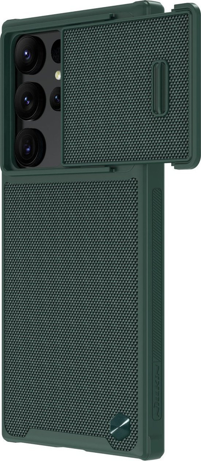 Këllëf telefoni Nillkin Textured S për Samsung Galaxy S22 Ultra, kapak kamere rrëshqitës, material TPU PC, i gjelbër