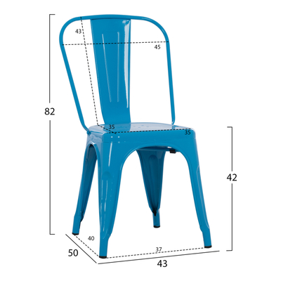 Karrige ngrënieje Melita-Pro prej metali 44x47x84,5Hcm (HM8641.48), kaltër