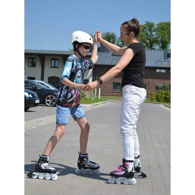 Patina inline Enero PRO LED 4 në 1, të rregullueshme 30-33, me LED, rozë me të zezë