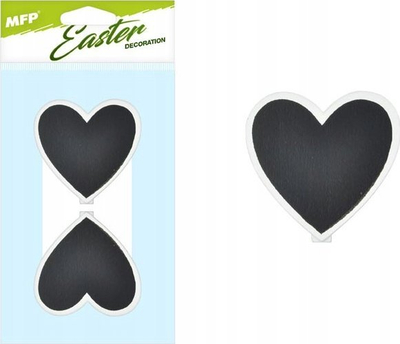 Kapëse druri dekorative MFP Heart, set 2 copë, 70x70mm, të zeza me kornizë të bardhë