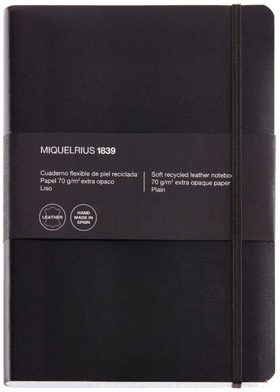 Тетратка Miquelrius Flexible, 6\" x 8.2\", 100 листови, црна кожна корица