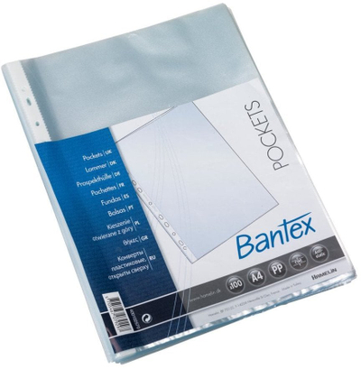 Пластични ќеси за документи Bantex, горно отворање, 0.04 mm, проѕирни, 100 парчиња
