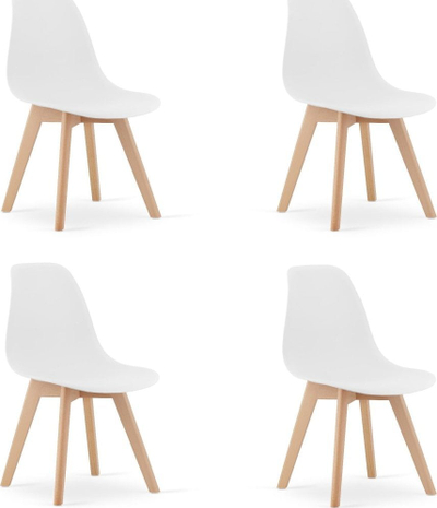 Set karrigesh Kito White, 4 copë, dizajn modern, të bardha