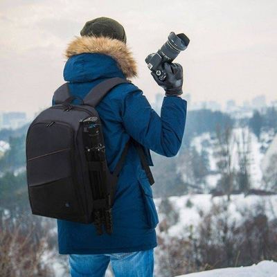 Çantë shpine fotografike Puluz PU, waterproof, për laptop 15.6", e zezë