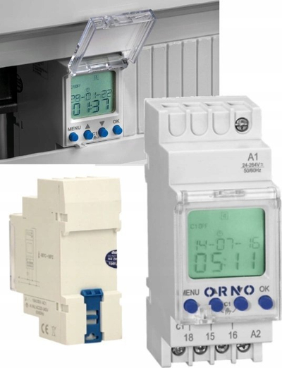 Ora elektronike kohore Orno, për shina DIN, montim në panel elektrik, e bardhë