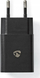 Karikues muri Nedis EU, 12W, 2.4A USB, me kabllo USB C 1m, i zi