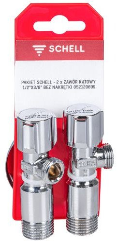 Valvul këndore Schell Comfort, paketë 2 copë, 1/2" x 3/8", krom