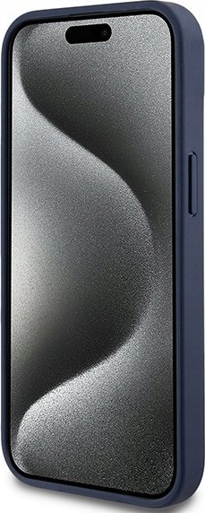 Futrollë DKNY Repeat Pattern Tonal Stripe për iPhone 15, lëkurë PU, blu
