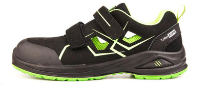 Sandale pune GCS Safety Sandal S1PL, numri 42, mbyllje me rripa, ngjyrë e zezë me jeshile