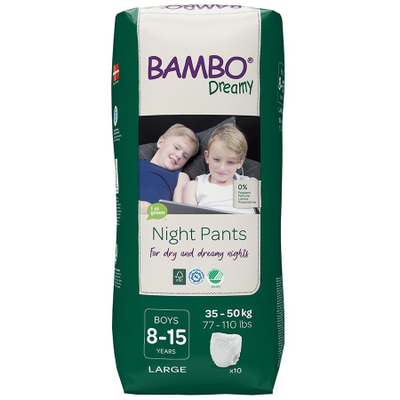Pelena në formë të mbathjeve për fëmijë Bambo Nature Dreamy Night Pants, boys 8-15 (35-50 kg), 10 copë