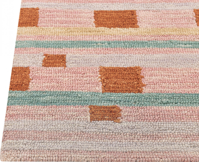 Tapet leshi hand tufted, 80 x 150 cm, me kuba gjeometrike, shumëngjyrësh