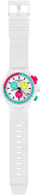 Orë për femra SWATCH SB06W100, e bardhë/kaltër/rozë