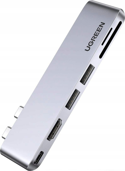 Dok stacion USB C Ugreen CM380, 6 në 1, HDMI USB 3.0 SD, gri