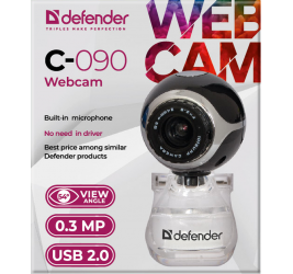Kamerë interneti Defender C-090, mikrofon i integruar, lidhje USB, e zezë