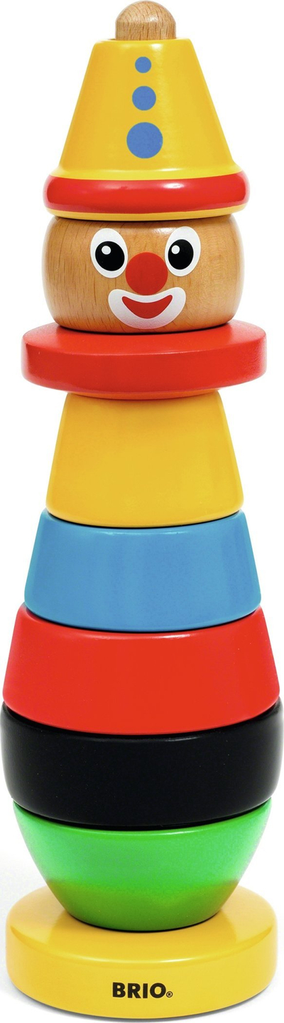 Lodër druri BRIO, klloun me unaza për t’u grumbullu, 24 cm, edukative, shumëngjyrëshe
