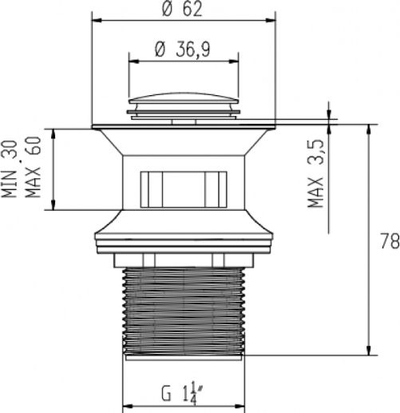 Tapë lavamani Invena SC-B1-027, automatike click clack 5/4", krom