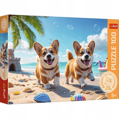 Puzzle me figura Corgi, 100 copë, 410x275mm, shumëngjyrësh