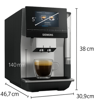 Aparat kafeje Siemens EQ700 TP713R09, automatike, me portafilter, i zi Piano Black