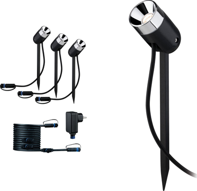 Set spotesh kopshti Paulmann Plug &amp; Shine 94242, LED 10.5W, dritë e ngrohtë e bardhë, ngjyrë antracit
