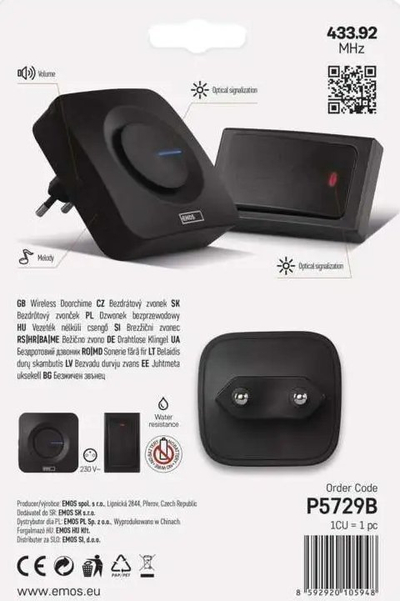 Zile dere wireless EMOS P5729B, instalim pa tela, dizajn modern