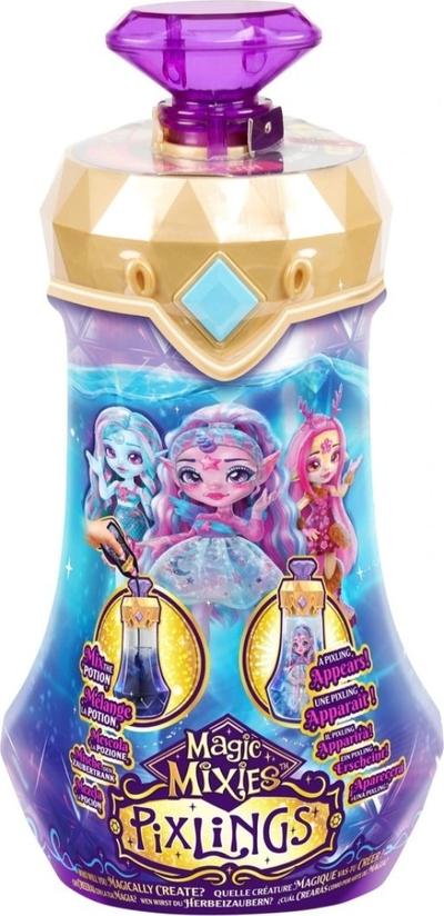 Kukull Magic Mixies Pixlings Marena Mermaid, 16.5cm, me shishe potion, shumëngjyrëshe