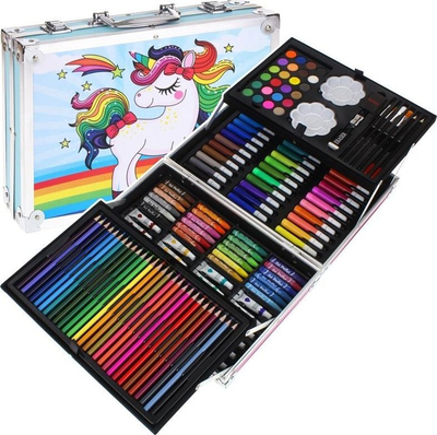 Set pikturimi Nobo Kids Unicorn, 144 copë, në valixhe, shumëngjyrësh