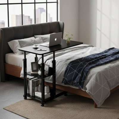 Tavolinë lëvizëse Mozos BLD-BK, 80×40 cm, rregullim lartësie, e zezë