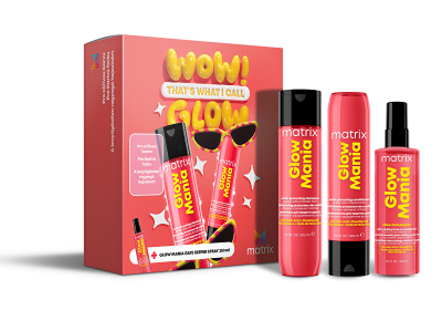 Set për flokë me ngjyrë Matrix Glow Mania, shampo, 300 ml + balsam, 300 ml + balsam pa shpërlarje, 250 ml