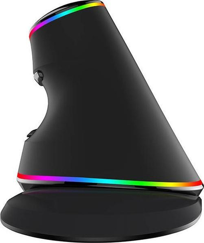 Mouse vertikal DELUX, me kabllo, 4000 DPI, RGB, i zi