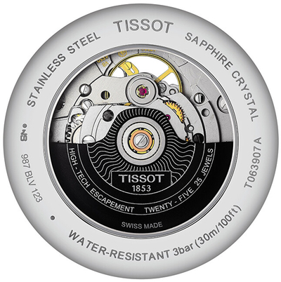Orë për meshkuj Tissot T-Classic Open Heart Powermatic 80 T063.907.16.058.00, e zezë