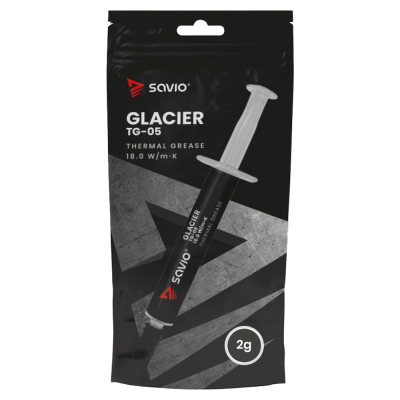 Pastë termike Savio Glacier TG-05, 2g, përçueshmëri e lartë, ngjyrë e zezë